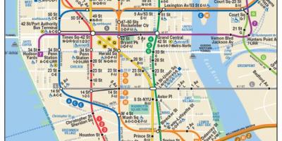 Карта метро доњег Менхетна