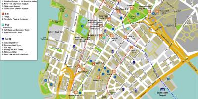 Карта доњег Менхетна са именима улица