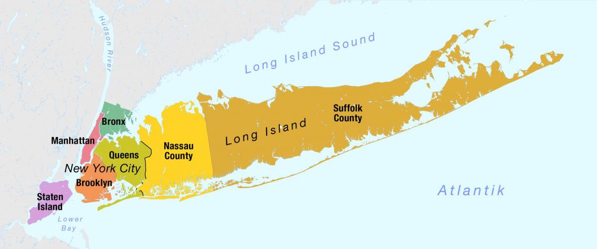 мапа Њујорка на Менхетну и Лонг Исланд