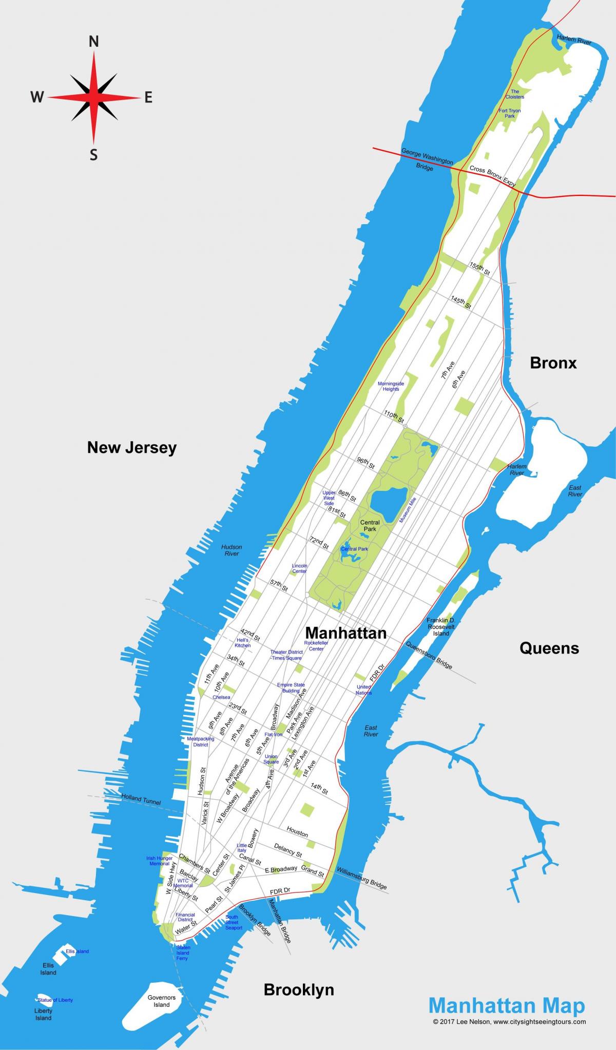 Мапа града Манхаттан за штампање