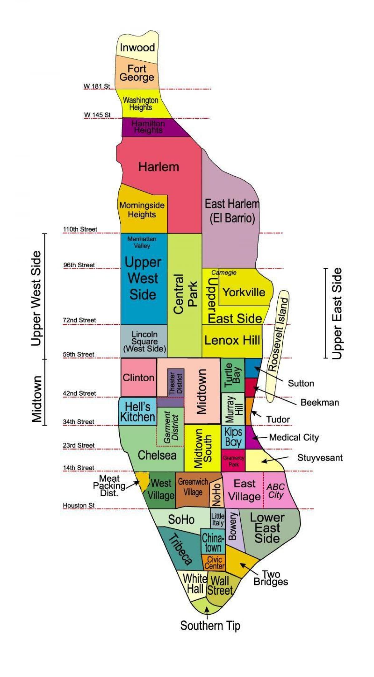 подручја на Менхетну мапи
