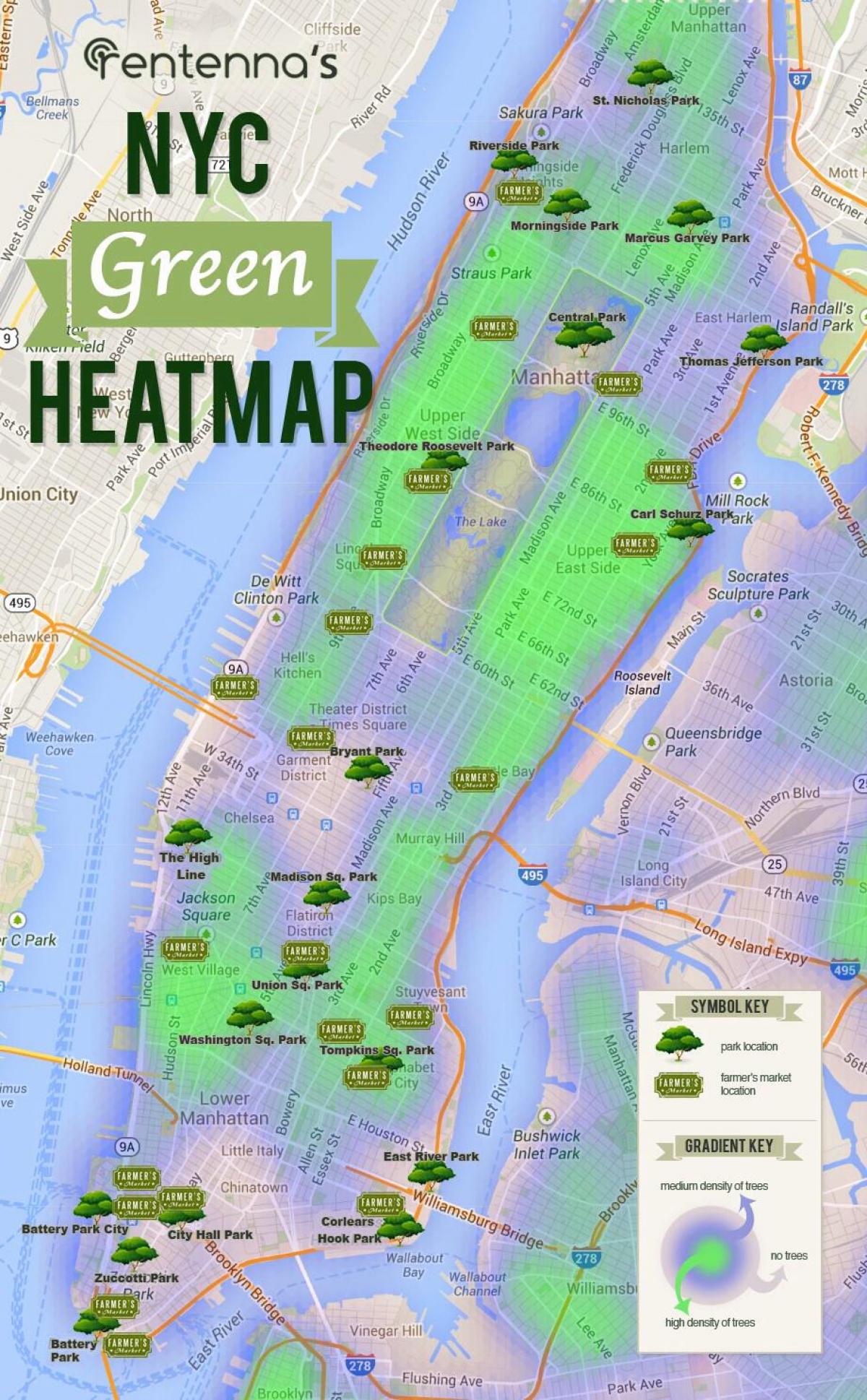 карта Менхетна паркови