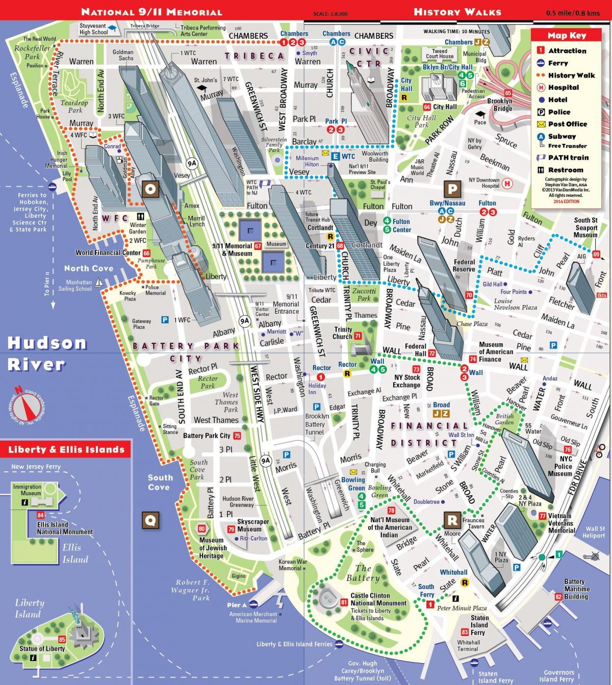испод туристичку мапу Менхетна