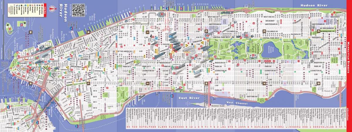 детаљна мапа Менхетна, Њујорк