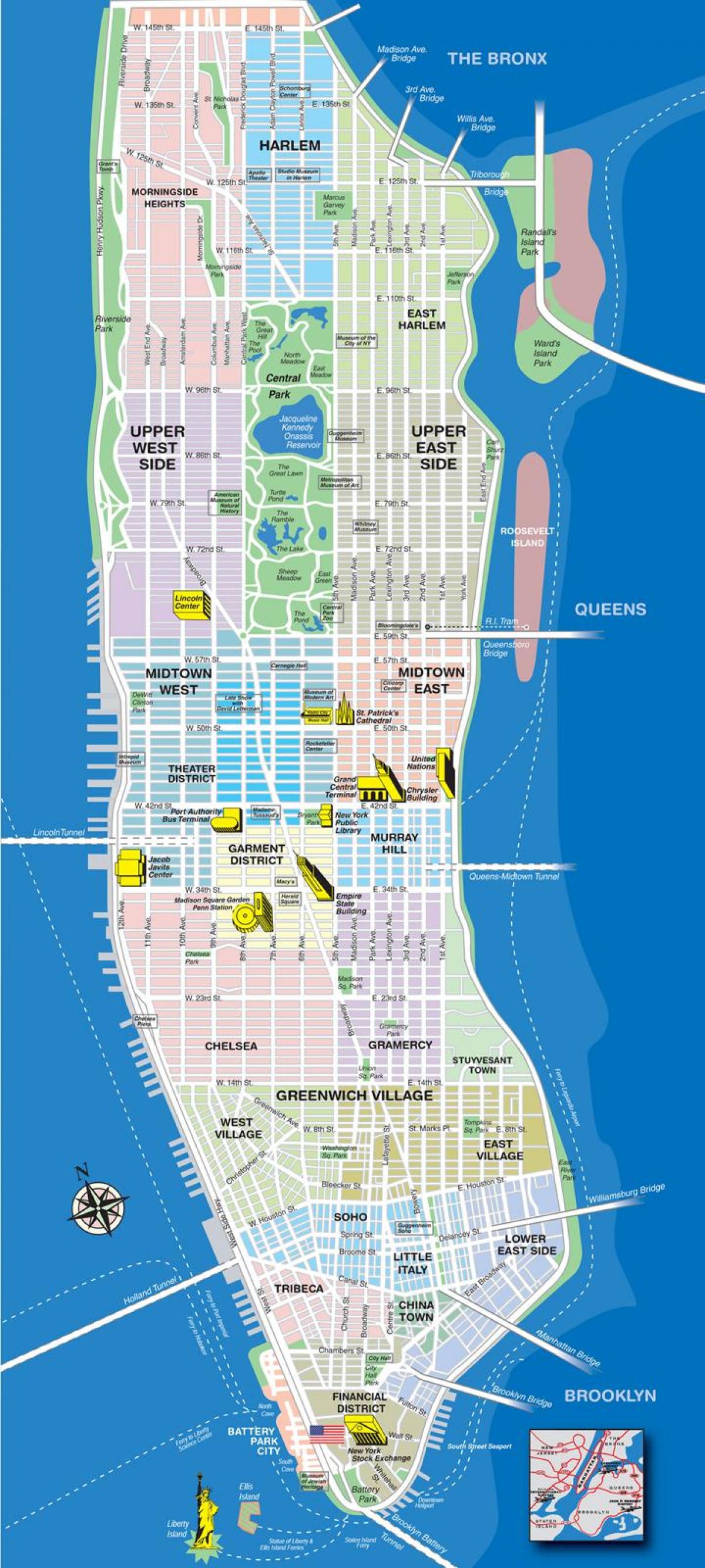 карта горње четвртине Менхетна