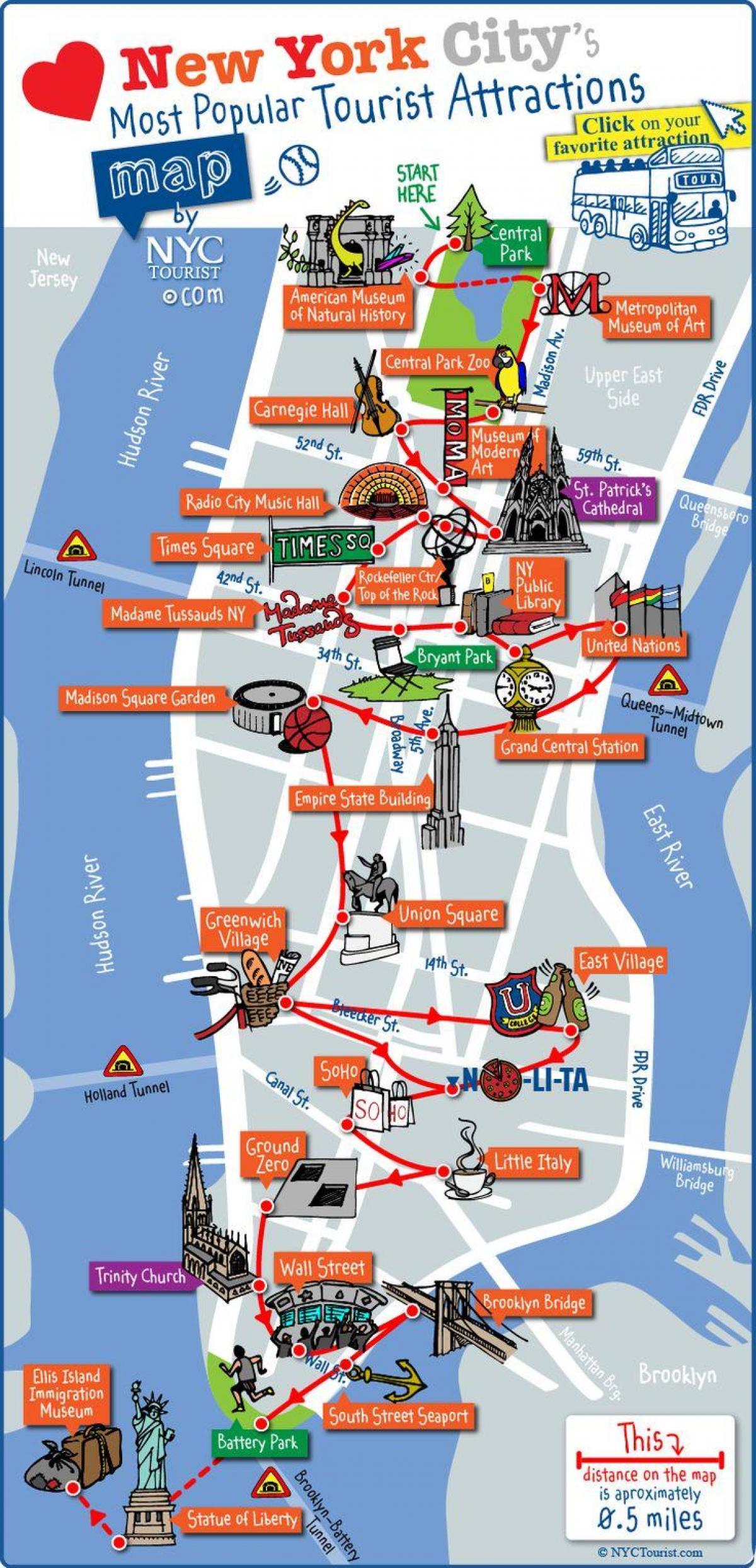 мидтаун атракција Менхетна мапи
