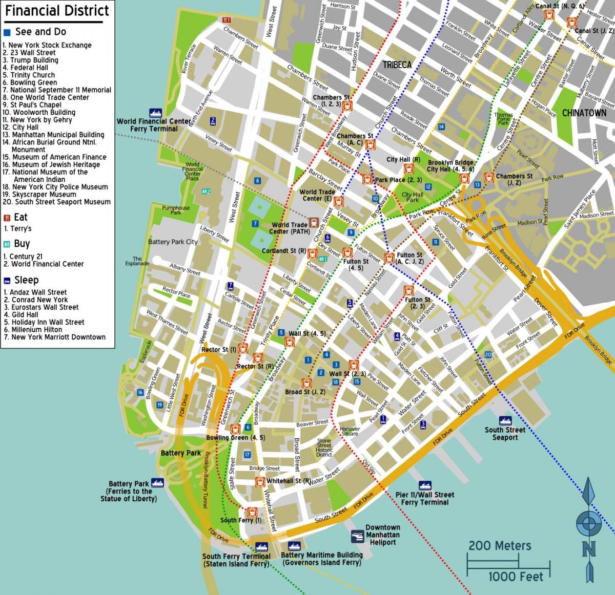 карта центра Менхетна у Њујорку
